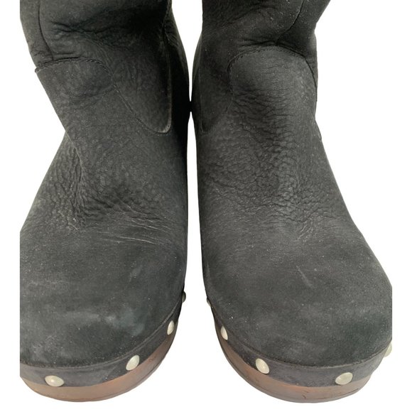 UGG Carnegie Black Suede & Shearling Lined Boots Size 9 1001317 Stud 6809 - Picture 9 of 14